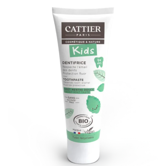 Dentifrice kids 7 ans et + menthe douce bio Cattier - tube de 50ml