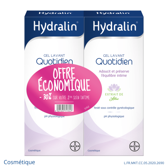 Hydralin quotidien protection quotidienne soin d'hygiène intime - lot de 2 flacons de 400ml