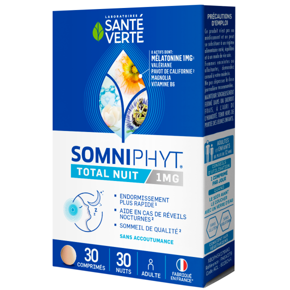 Somniphyt 30' mélatonine trouble du sommeil Santé verte - 30 comprimés